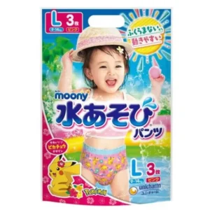 Japoniškos Maudymosi MOONY sauskelnės-kelnaitės, L, 9-14 kg, mergaitėms, 3 vnt.