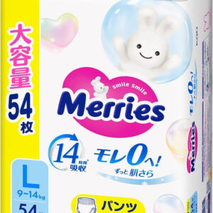 MERRIES sauskelnės-kelnaitės, L, 9-14 kg, 54 vnt.